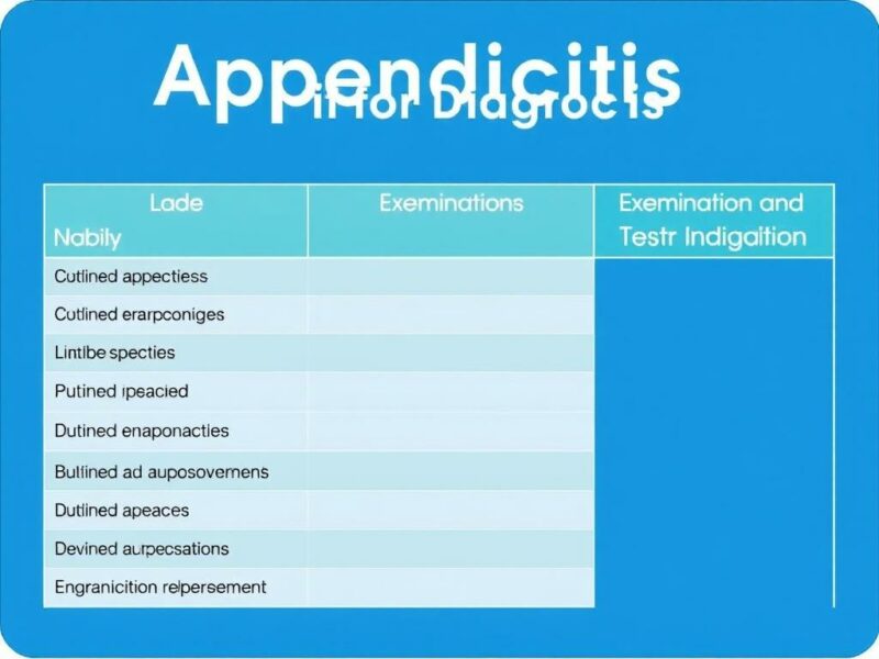  Appendicite : Examens et Tests pour le Diagnostic. Tableau récapitulatif des examens et leurs indications
