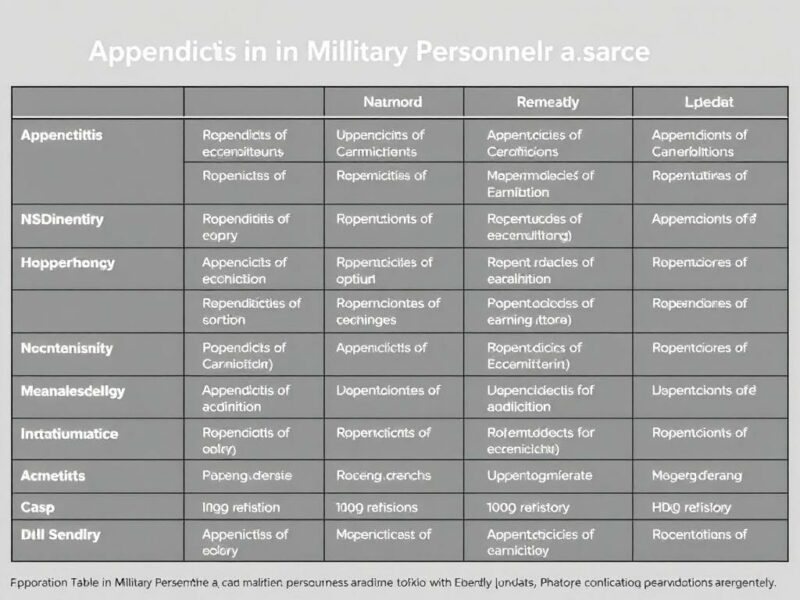  Appendicitis in Military Personnel. Summary Table: Appendicitis in Military Personnel at a Glance