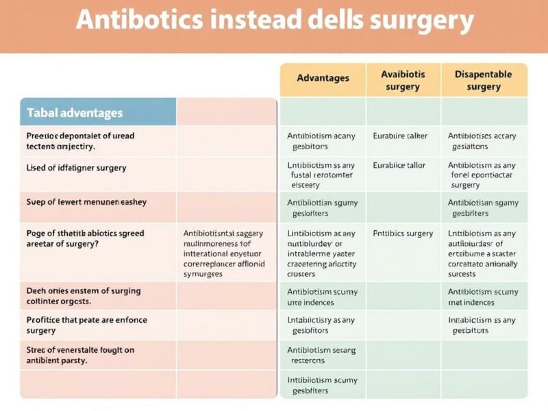  Antibiotika statt OP - wann geht das?. Tabellarische Zusammenfassung der Vor- und Nachteile von Antibiotika statt OP