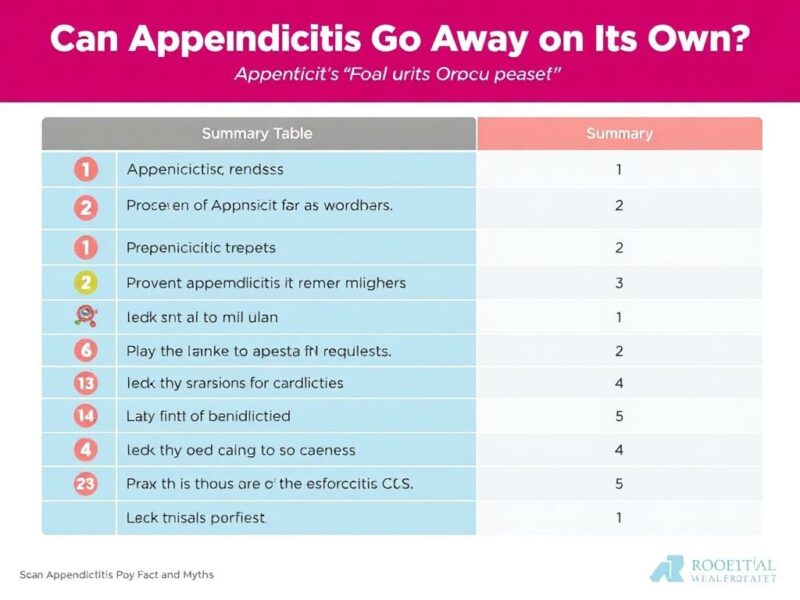  Can Appendicitis Go Away on Its Own?. Summary Table: Appendicitis Facts and Myths