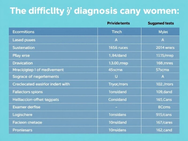 La difficulté du diagnostic chez la femme jeune.. Tabla comparativa: síntomas, posibles causas y pruebas sugeridas