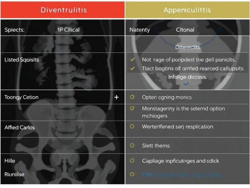Le diagnostic différentiel de l'appendicite (diverticulite, salpingite, etc.).. Tabla comparativa rápida: características que ayudan a diferenciar