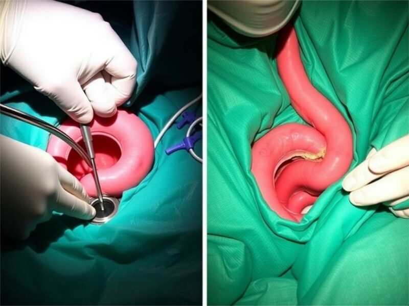 Drainage-Einlage nach Operation bei Perforation. Manejo médico: antibióticos, analgésicos y decisiones sobre imagen