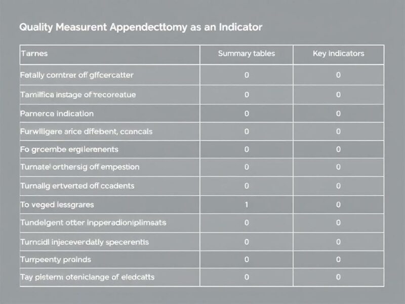Qualitätsmessung in der Chirurgie: Appendektomie als Indikator. Tabla resumen de indicadores clave
