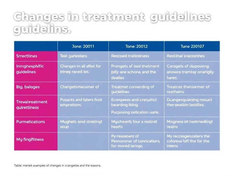 Veränderung der Behandlungsleitlinien im Laufe der Zeit. Tabla: ejemplos resumidos de cambios en guías y sus motivos