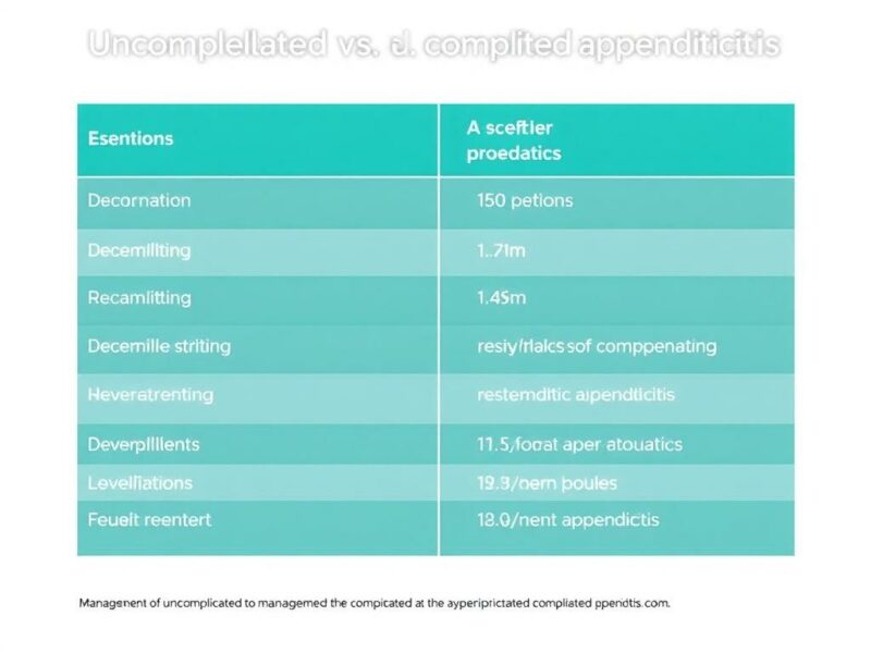 Manejo de la apendicitis no complicada vs. complicada.. Tabla comparativa: características y manejo de apendicitis no complicada vs complicada