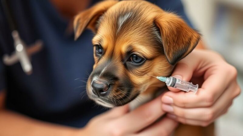 Vaccination of a puppyфото